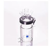 Vetreria da laboratorio Bottiglia for reattore aperta a fondo piatto cilindrica a doppio strato da 500 ml, flangia da 100 mm con clip centrale 29/32, lato 19/26(500mL)