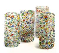 Vetri autentici messicani soffiati a mano, design coriandoli - Set di 4 - Tequila Shot Bicchieri realizzati - Vetro riciclato - 56,7 g ciascuno 50 ml