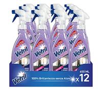 Vetril - Detergente Spray Vetri e Specchi con Azione Anti Aloni, Rimozione di Impronte, Tecnologia Asciuga Rapido, In Ecoflacone, 650 ml x 12 pezzi