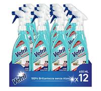 Vetril Vetri e Superfici, Detergente Spray Igienizzante, 650 ml x 12 Pz