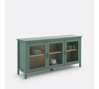 Vetrina a 3 ante in pino e MDF, lunghezza 160 cm, Alvina Verde TU