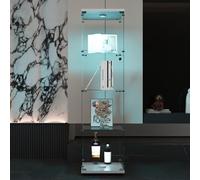 Vetrina a 4 ripiani in vetro con anta e luci a LED, in vetro temperato con serratura, vetrina da collezione, libreria da pavimento per soggiorno e camera da letto (bianco 4 ripiani con luce 1 anta)