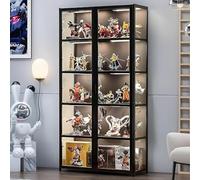 Vetrina a 5 piani in piedi, armadi Curio, libreria con ante, porte in acrilico trasparente, vetrina da collezione per soggiorno, ufficio, libri, sala giochi. (Doppia porta nera)