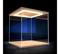 Vetrina a LED in acrilico con porta antipolvere trasparente per mini figure auto e giocattoli stand con base 50 x 40 x 20 cm (20 x 16 x 8 pollici) perfetta per oggetti da collezione