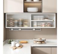 Vetrina a parete in vetro,piccolo mobiletto da cucina in legno massello,Mobili da cucina sotto il ripiano porta spezie, pensile con anta scorrevole in vetro, libreria portaoggetti in legno massello pe