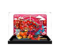 Vetrina acrilica compatibile con Lego 80117 Five Blessings Greet The Spring Toys Set, antipolvere, vetrina trasparente, compatibile con 80117 (solo scatola espositiva, kit non incluso) (Sfondo A)