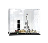 Vetrina acrilica con Base Nera,Assemblare Controsoffitto in Acrilico Scatola Antipolvere Vetrina per 21044 Orizzonte di Parigi Giocattoli da Collezione (33×20×24cm) 2MM