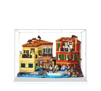 Vetrina acrilica per Lego 21359 modello architettonico di città di mare italiana, scatola antipolvere da 3 mm, espositore compatibile con Lego 21359 (modello non incluso) (base bianca 2 mm)