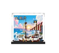Vetrina acrilica per LEGO 75639 Saiiling Meerry Ship Building Block Set, scatola trasparente antipolvere, vetrina trasparente, scatola da esposizione per Lego 75639, solo scatola (nero+sfondo)