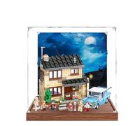 Vetrina acrilica per Lego 75968 4 modello Privet Drive, scatola antipolvere da 3 mm, espositore compatibile con Lego 75968 (modello non incluso) (sfondo base in legno B)