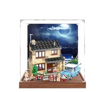 Vetrina acrilica per Lego 75968 4 modello Privet Drive, scatola antipolvere da 3 mm, espositore compatibile con Lego 75968 (modello non incluso) (sfondo base in legno A)