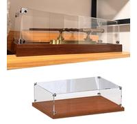 Vetrina Acrilico Contenitore per Oggetti da Collezione Lungo in Acrilico Trasparente, Scatola Espositiva Antipolvere con Base In Legno, Organizer da Banco per Modelli Antichi, Oggetti D'arte(20x20x10c