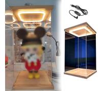 Vetrina Acrilico Vetrina Espositiva in Acrilico Illuminata, Alta e Stretta, Trasparente, per Figure, da Banco, Scatola Portaoggetti Antipolvere per Giocattoli(20x20x45cm(8"x8"x18"))