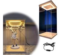 Vetrina Acrilico Vetrina in Acrilico Trasparente Illuminata, Alta 20, 30, 40, 50, 60 cm, Scatola di Protezione Antipolvere con Base in Legno, Mobiletto per La Collezione(20x20x45cm(8"x8"x18"))