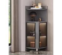 Vetrina angolare in vetro - Curio autoportante con luci, scaffale organizer e libreria per camera da letto o ufficio