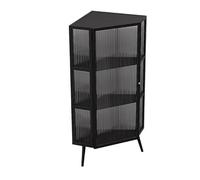 Vetrina angolare - Libreria corta per piccoli spazi, scaffale chiuso con ante e ripiani, ideale per l'organizzazione del soggiorno e della cucina, stile rustico