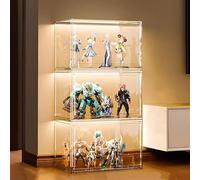 Vetrina antipolvere con anta a ribalta, vetrina in acrilico per oggetti da collezione, ideale per set LEGO, action figure e cimeli(3-tier storage)