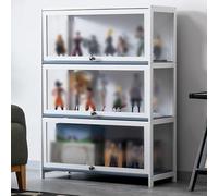 Vetrina bianca autoportante per cucina, dispensa, armadio da cucina, vetrina, vetrina, vetrina trasparente per figure, oggetti da collezione, pop action, 3 strati-80 cm/32