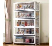 Vetrina bianca autoportante per cucina, dispensa, armadio da cucina, vetrina, vetrina, vetrina trasparente per figure, oggetti da collezione, pop action, 3 strati-80 cm/32