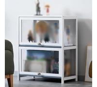 Vetrina bianca autoportante per cucina, dispensa, armadio da cucina, vetrina, vetrina, vetrina trasparente per figure, oggetti da collezione, pop action, 3 strati-80 cm/32