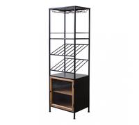 Vetrina cantinetta per bar e pub in metallo e legno con stand porta bottiglie e appendi calici Linea Industrial