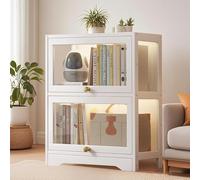 Vetrina Collezione in Acrilico per Modelli Auto vetrina per giocattoli - Libreria Espositiva da Soggiorno/Camera,N(Size:30x33x73cm-2 strato,Color:bianco)