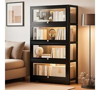 Vetrina Collezione in Acrilico per Modelli Auto vetrina per giocattoli - Libreria Espositiva da Soggiorno/Camera,N(Size:80x33x140cm-4 strato,Color:nero)