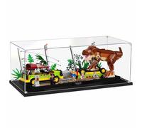 Vetrina compatibile con Lego 76956 Jurassic Park L'evasione del T. rex, vetrina in acrilico antipolvere per Lego 76956 (modello Lego non incluso)(Black base)
