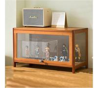 Vetrina con ante in acrilico, in bambù, 2 ripiani, vetrina per libri e giocattoli