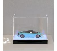 Vetrina con base di illuminazione, scatola di visualizzazione in acrilico trasparente per la visualizzazione di modelli 1:18 e auto pressofusa 1/24, 33 x 17 x 16 cm