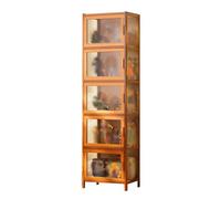 Vetrina Curio Cabinet, struttura in bambù naturale, con base, vetrina con protezione antipolvere, libreria per ufficio domestico, soggiorno ( Color : Brown , Size : 43*32*155cm/17*13*61in )