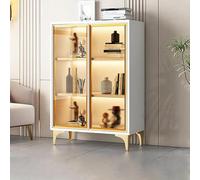 Vetrina Curio,vetrinetta Espositiva, Per Trofei, In Vetro, Vetrina Trasparente Da Terra, Mobile Contenitore Per Soggiorno, Per Soggiorno, Camera Da Letto, Ufficio,N(Color:White+golden Door)
