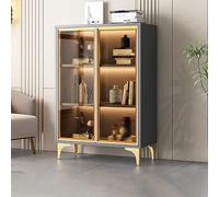 Vetrina Curio,vetrinetta Espositiva, Per Trofei, In Vetro, Vetrina Trasparente Da Terra, Mobile Contenitore Per Soggiorno, Per Soggiorno, Camera Da Letto, Ufficio,N(Color:Gray+golden Door)
