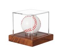 Vetrina da baseball Cube - Vetrina acrilica con base in legno per autografo o pallone da gioco, protezione UV, scatola di immagazzinaggio di dimensioni ufficiali, espositori da collezione per la casa