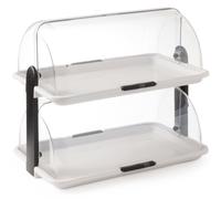 HENDI Vetrina, espositore, display, doppio, per cibo, Buffet, banchetti, cucina, ristoranti, pasticceria, panetterie, con coperchio trasparente rotante Roll-Top, 380x260x(h)355 mm, PP, PS
