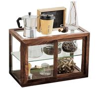 Vetrina da forno a doppio strato in legno con ante trasparenti, perfetta per biscotti, dessert, cupcake e prodotti da forno, design quadrato