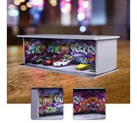 Vetrina da garage in acrilico, scala 1:64, con porta scorrevole illuminata e