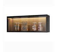 Vetrina da parete in vetro con ante e luce a LED, mensole per bagno e cucina, installazione senza fori, soluzione salvaspazio