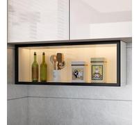 Vetrina da parete in vetro con ante e luce, ideale per dispensa in cucina, bagno e sala da pranzo, facile installazione senza trapano