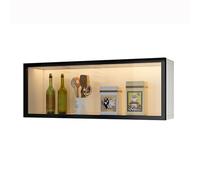 Vetrina da parete in vetro con luce a LED, dispensa con ante e ripiani per bagno e sala da pranzo, installazione senza trapano