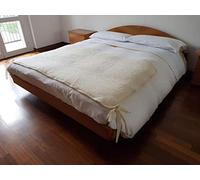 Vetrina del Benessere Trapuntino Scaldapiedi in Lana Merinos -Letto Matrimoniale, circa cm. 90 x 160- Runner Copriletto, Trapunta Scaldaletto, Topper Coperta Termica, Interamente Bordato