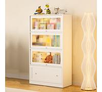 Vetrina espositiva alta 68", vetrina a 5 ripiani con porta in vetro acrilico, organizer for giocattoli da collezione e ripiano espositivo, libreria for bambini for casa, ufficio, sala giochi, soggiorn