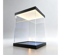 Vetrina Espositiva Custodia in Acrilico Trasparente Illuminata, Vetrina a Cubo Rettangolare Extra-large, Contenitore Organizer Trasparente(Black,40x40x40cm(16x16x16in))