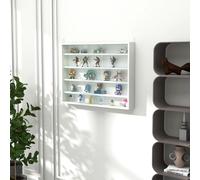 Vetrina Espositiva da Parete a 4 Ripiani Regolabili, Vetrinetta per Collezionismo, Bacheca Espositore a Muro per Oggetti da Collezione, in Vetro e Truciolato, 80x9,5x60 cm, Bianco