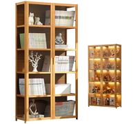 Vetrina Espositiva da Parete in Acrilico Trasparente per Sigari, Libreria in Legno e Vetro per Collezionismo - 82×33×162cm