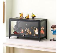 Vetrina Espositiva in Bambù Naturale, Porta a Battente, Ermetica e Antipolvere, Facile da Installare e da Soggiorno per Collezionismo