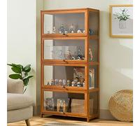 vetrina espositiva vetrina soggiorno vetrinetta espositiva vetrina espositiva per collezionismo Struttura in bambù naturale, porta a battente, ermetica e antipolvere, facile da installare e facile da