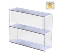 Vetrina Espositiva per Funko Pop Figura 11.5cm per LEGO Minifigures & Led | Teca Plexiglass Vetrinetta Acrilico Trasparente per Popmart Collezionismo 2 Strati con Porta, Base Bianco 39.5x9.6x27.5cm