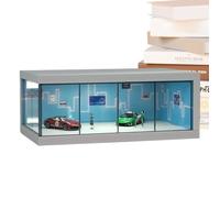 Vetrina Espositiva Per Modellini Di Auto,26,5 × 10,5 × 15 Cm Custodia Portaoggetti Per Modellini, Parcheggio Realistico A LED Per Auto, Organizer Per Giocattoli Per Veicoli