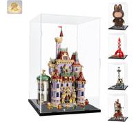 Vetrina Espositiva Teca Plexiglass Acrilico 3mm per Lego 43263 Castello | Addensato Scatola Trasparente Grande per Zimomo 21367 Razzo 76437 Tana 21335 Collezionismo & Porta Base Legno Nero 35x30x60cm